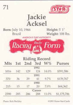 1993 Jockey Star #71 Jackie Acksel Back